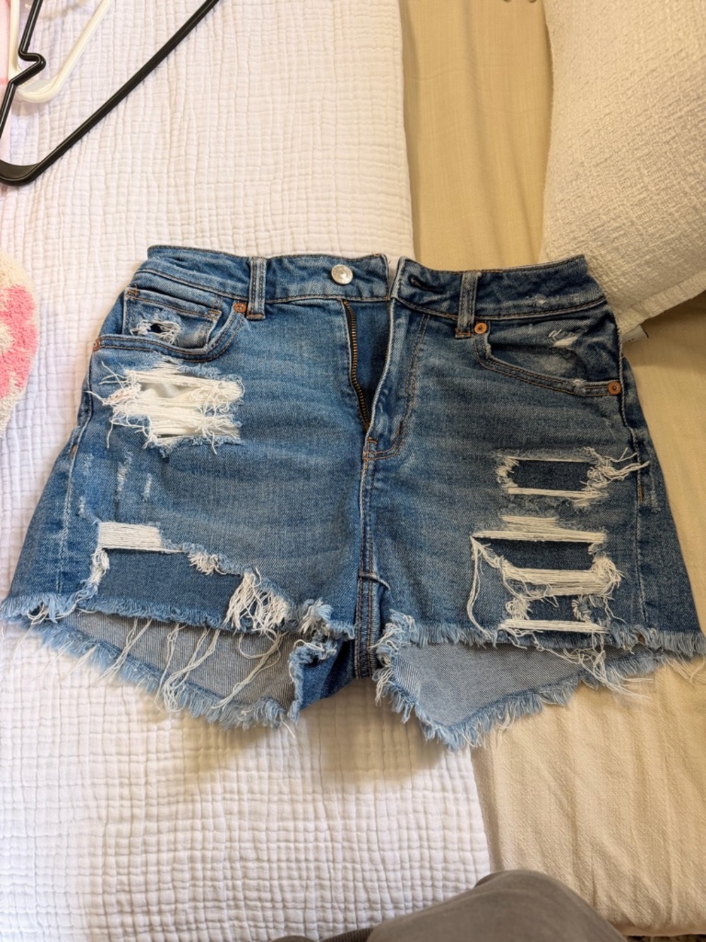 Distressed American eagle High-Waist Women’s Denim Jean Shorts - Blue